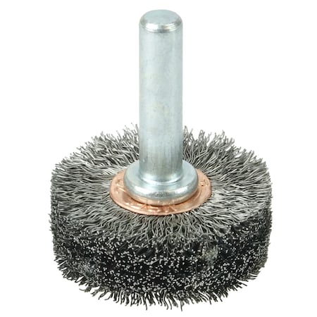 Weiler 1-1/2" Wire Wheel, .0118" Steel Fill, 1/4" Stem 17604